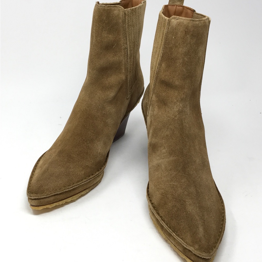 Tory Burch Lila Heeled Ankle Boot Natural Suede Alice Brown - Picture 6 of 15